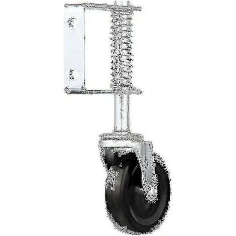 Roue de portail robuste à ressort avec coussin en caoutchouc pour portail d'entrée (1 pièce, noire) (1/4)