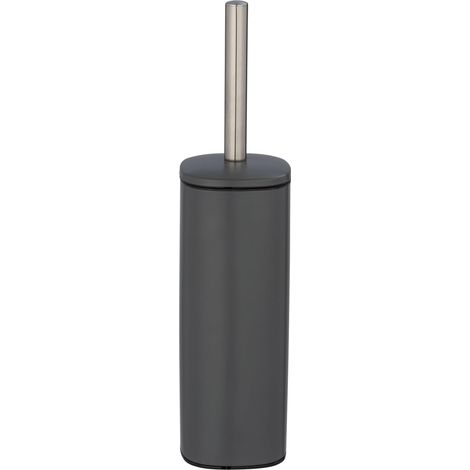 1 - Porte Brosse WC - Brosse WC - Design Fermé avec Couvercle - Acier Inox Mat Gris - Pour Salle de Bain et WC Invités - Gris - 9,3x39,2x9,3 cm (1/5)