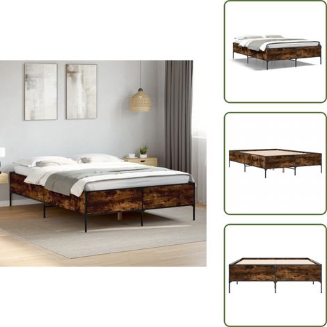 Cadre de lit sans matelas chêne fumé 140x190 cm - Cadre De Lit - Lit Double - Lit En Bois - Lit Design - Literie (1/5)