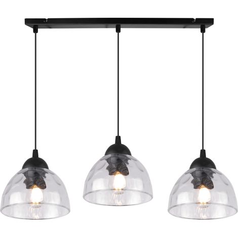 LAMPE SUSPENDU VENICE 3 ABAT-JOUR PLATS TRANSPARENTS E27 (1/5)
