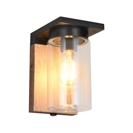 Applique murale Ardila noir avec bois - 211660135 (1/3)