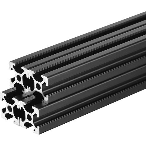 Profilé en Aluminium à Rainure en T 2020 de 100 mm (3,9 Pouces) Noir, Norme Européenne, Anodisé, pour Imprimante 3D et Machine de Gravure Laser - Lot de 4 (1/5)