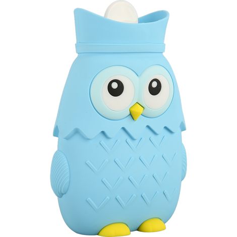 Bouillotte micro-ondable avec motif d'aigle, style dessin animé, pratique et mignonne pour les étudiantes à utiliser sur leur ventre, bleu clair. (1/5)