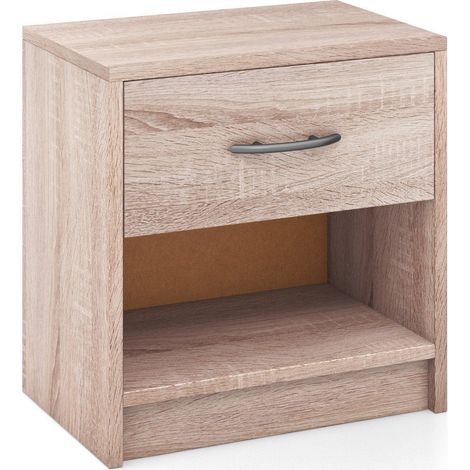 Mesita de noche con cajon mesita auxiliar pequena con compartimento abierto 385 x 28 x 405 cm natural