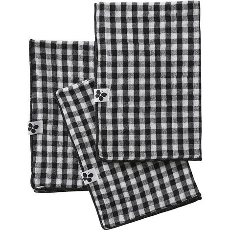 JOEL - Lot de 3 Serviettes 40x40cm Gaze de Coton Vichy Coloris Truffe (1/5)