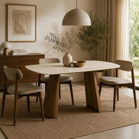 Table à manger céramique à bords arrondis 135 cm LARIO (1/5)