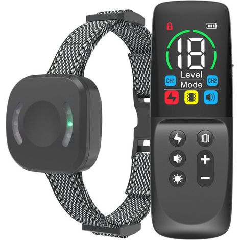 Collier de dressage pour chien avec télécommande, 4 modes de dressage, verrouillage de sécurité, collier électronique rechargeable, collier de dressage étanche IP67, (1/4)