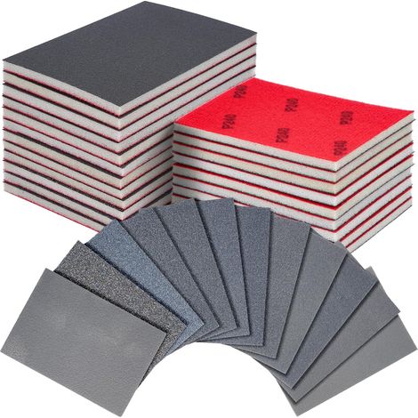 24Pcs Éponges à Poncer, Grains 80-3000 Papier de Verre, Sec et Humide Papier Abrasif Éponge, Papier a Poncer pour Poncer La Peinture Bois, Métal, Plastique, Mur, Carrosserie (1/5)