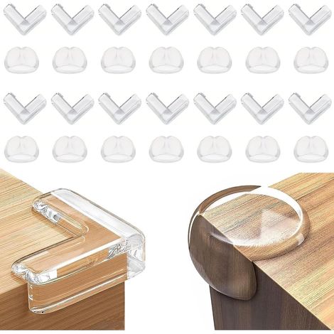 28 Pièces Protection Angle, Silicone Souple, Adhésif Renforcé, Transparent, pour Meubles et Tables (1/5)