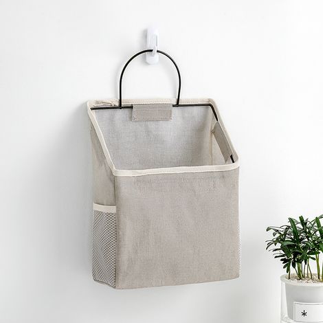 Hochwertige Hängeaufbewahrungstasche 38×22×9,5 cm – waschbares, wasserdichtes Baumwollleinen mit Seitentaschen und stabilem Haken für Küche/Bad/Schlafzimmer (1/5)