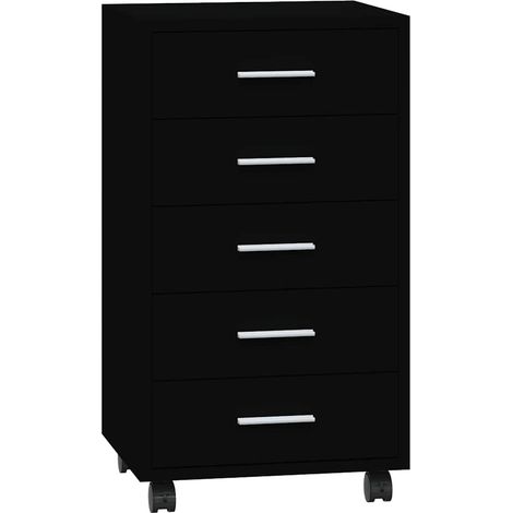 vidaXL Cajonera con ruedas madera contrachapada negro (1/2)