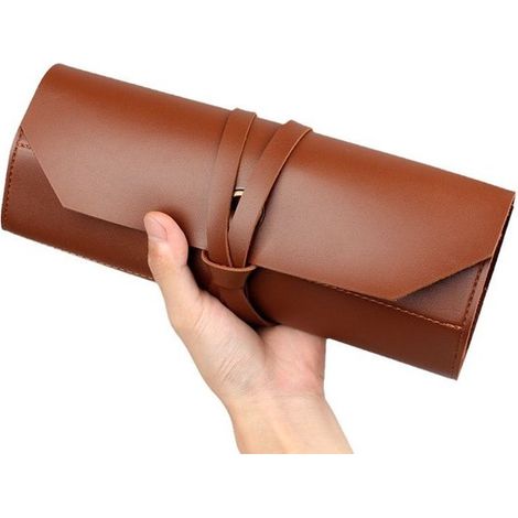 Werkzeugtasche aus braunem Leder mit 10 Fächern geeignet für Holzarbeiten Holzschnitzereien Heimwerkerprojekte und zur Aufbewahrung von (1/4)