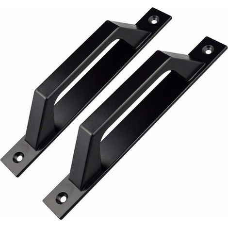 Lot de 2 poignées de porte en forme de D pour porte de jardin en bois, 200 mm, noir-LIAIKI (1/5)