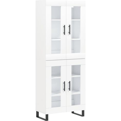 Aparador cómoda cómoda armario mueble organizador cocina salón salón alto 69,5 x 34 x 180 cm madera contrachapada blanco 020032627