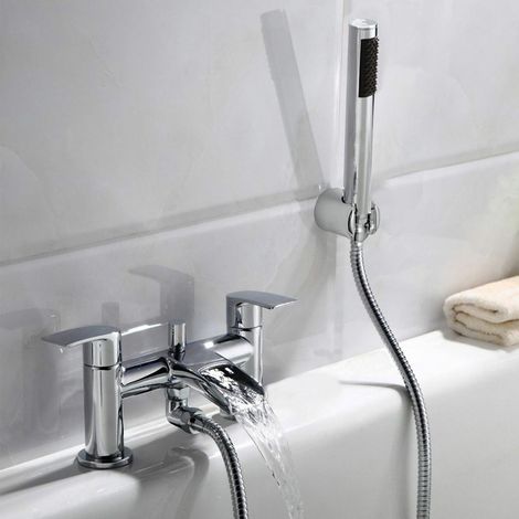 Lucy Modern Bathroom Waterfall Chrome Bath Shower Mixer Tap With Handset Kit (1/5)