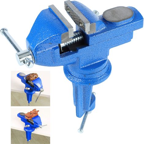 Étau d'établi robuste bleu 50 mm, étau d'établi universel, mini établi de bricolage, étau pour bobinage, mâchoire de serrage en plastique, 50 mm, bleu (1/5)