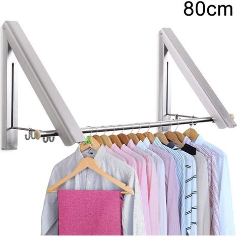 Étendoir à linge pliable à double barre horizontale de 80 cm, sans perçage