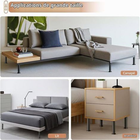 Pieds De Lit - Réglables 25 À 42 Cm - Charge Maximale 227 Kg Par Pied - Pour Lits Canapés Et Meubles - Lot De 4 (1/5)