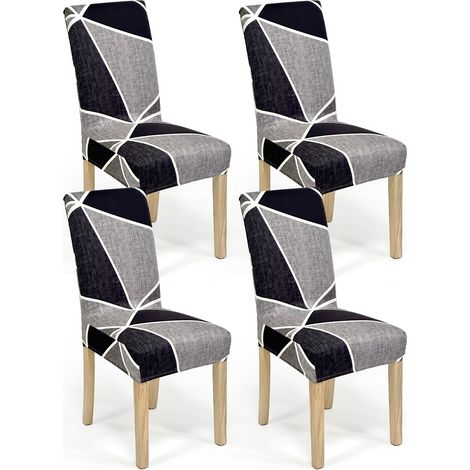 Lot de 4 et 6 housses de chaise extensibles - Housses élastiques amovibles et lavables - Pour salle à manger, restaurant, hôtel, banquet, mariage (1/3)