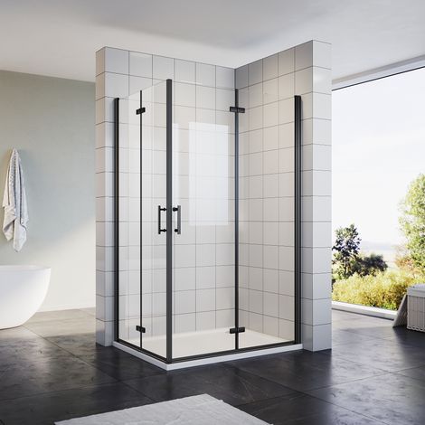 SIRHONA Cabine de douche pliante Cabine de douche d'angle Verre trempé 6MM, charnière en alliage, Nano autonettoyant (900x1200mm)