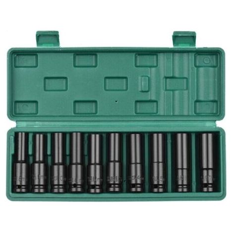 FENOPLASTICAJeu de 10 douilles d'extension pneumatiques 1/2 hexagonales noires (1/5)