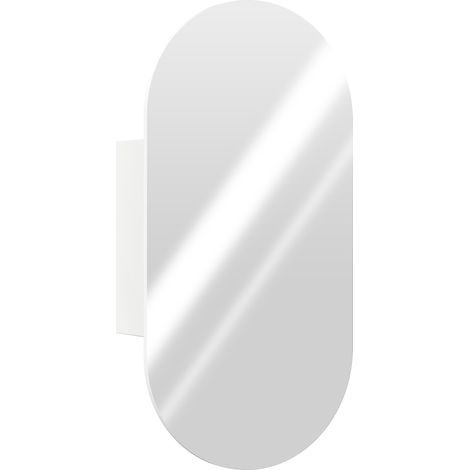 GagaArmoire a miroir ovale pour salle de bain avec deux etageres 45x90 cm blanc (1/5)