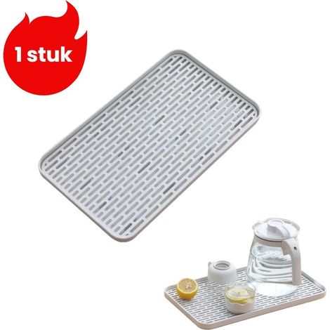 pièce - Égouttoir simple - Plateau à thé amovible double couche - Égouttoir pour vaisselle - Égouttoir de cuisine - Blanc (1/5)