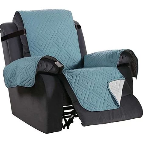Housse De Fauteuil Relax,WOVTE Réversible Housse De Chaise Inclinable Matelassé Housses De Canapé / 53CM - Bleu (1/4)