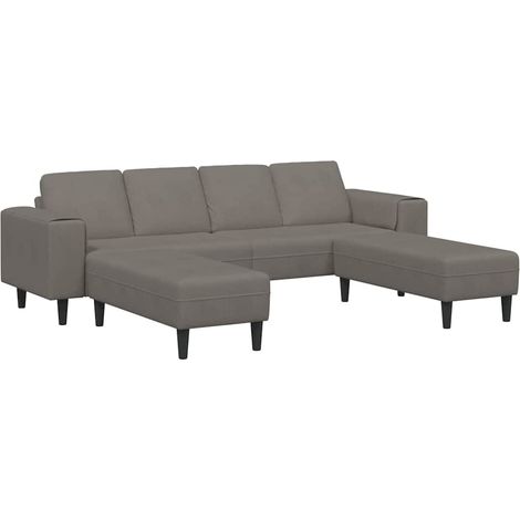 Sofa Hellgrau 250 x 188 x 76 cm Cordstoff vidaXL (1/5)