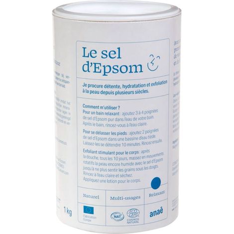Sel d'Epsom 1 kg – 100% naturel – Pour bain relaxant et détoxifiant – Boost de croissance des plantes – Ecodis