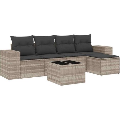 Maison Exclusive - Set de sofás de jardín 6 pzas y cojines ratán (1/5)
