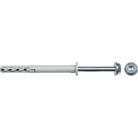Cheville rallongée SXR 10 x 80 avec vis à tête hexagonale et rondelle intégrée en acier électrozingué pour fixation ossatures et cadres Boite de 50 (1/2)