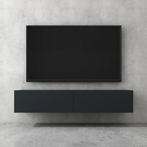 doporro Mobile Porta TV Sospeso 160 cm con 2 Ante Antracite Opaco, Credenza Bassa da Soggiorno Salotto, Madia Consolle per TV Fernsehschrank02
