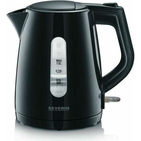 SEVERIN WK 3410 Hervidor de Agua, 2.200 W, 1.0 L aprox., Base 360° con Sistema Inalámbrico, Negro