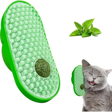 Peigne à Herbe et Brosse Auto Massante pour Chat Avec Balle d'Herbe, Griffoir d'Angle Mural Convient aux Chats d'Intérieur à Fourrure (1/5)