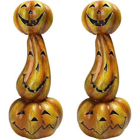 Kürbis-Kerzenständer Halloween-Dekoration Tischkerzenhalter 2 Stück