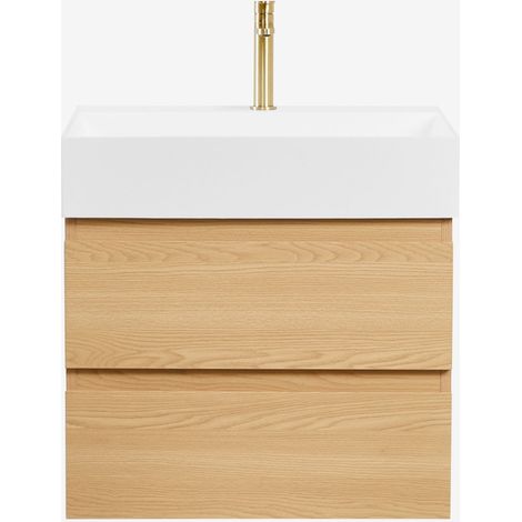 Conjunto de mueble de baño en madera y chapa de fresno con lavabo integrado Ona SKLUM (1/5)