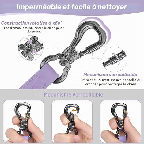 XBEN Longe pour Chien, Laisse de Dressage étanches pour Chiens, Laisse pour Chien avec Mousqueton Verrouillable, Longe Robuste pour Petits, Moyens et Grands Chiens, Violet (1/4)