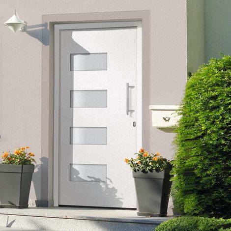 vidaXL Porte d'entrée Aluminium et PVC Blanc 100x200 cm (1/5)