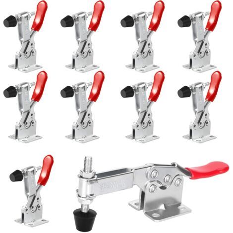 royaluxe-10Pcs Sauterelle de Serrage GH-201-B Pince à Bascule Pince à Genouillère Capacité de Maintien Environ 90 kg, Antidérapant pour Menuiserie, Machines, Soudage (1/5)