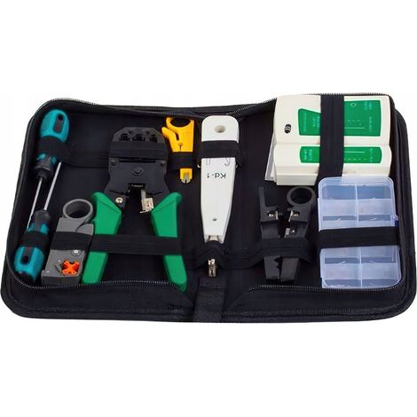 Set di strumenti di rete da 9 pezzi, tester per cavi LAN 9 in 1 Kraft&Dele (1/5)