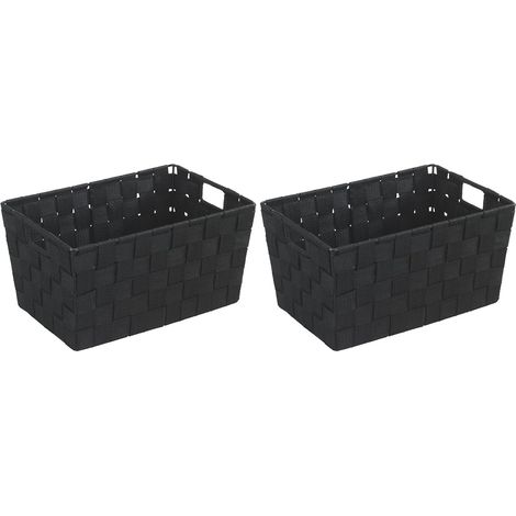 Aufbewahrungskorb – 2er-Set – Schwarz, gewebtes Polypropylen – Für Bad und Küche – Modernes Design – 30 x 15 x 20 cm (1/5)