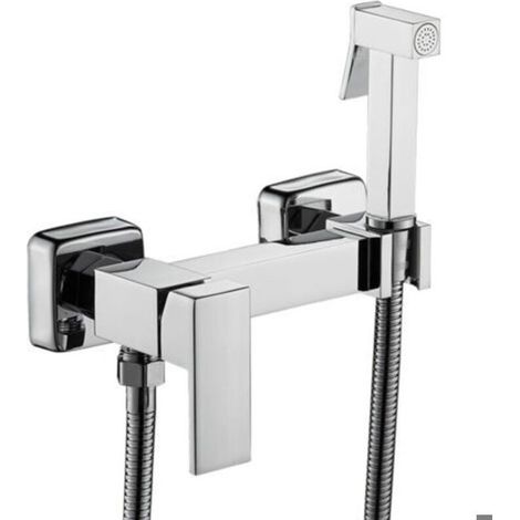 Douchette WC bidet, ensemble douchette murale, kit douchette bidet en cuivre chaud et froid, argent (1/2)