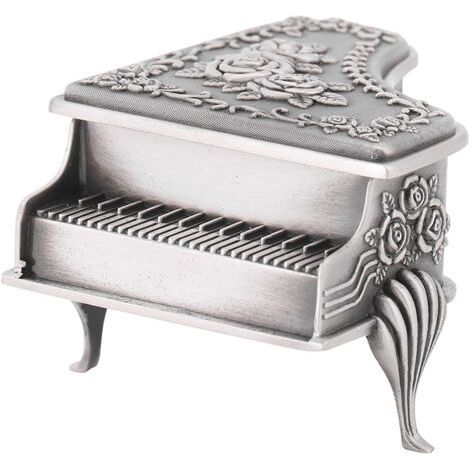 Fine Workmanship Piano Shape Jewelry Organizer, Zinc Alloy Box, Beautiful Rose Carved Necklace Earrings for Home Wedding Rings (1/5)