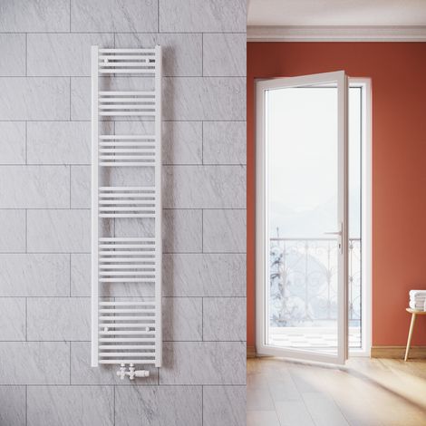 SONNI Termoarredo Scaldasalviette Verticale Radiatore ad Acqua Calda Bianco con Valvola Connessione Centrale 1800x400mm, 765 W (1/5)