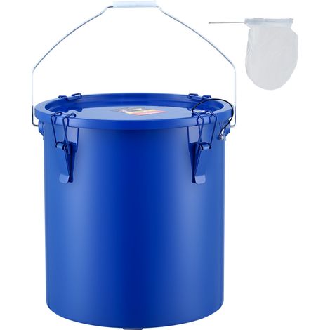 VEVOR Secchio per Grasso per Friggitrice, 6 Gal Secchio per Olio per Friggitrice in Acciaio al Carbonio, con Coperchio, Clip Chiusura, Sacchetto Filtraggio dellOlio Cucina Caldo, Blu