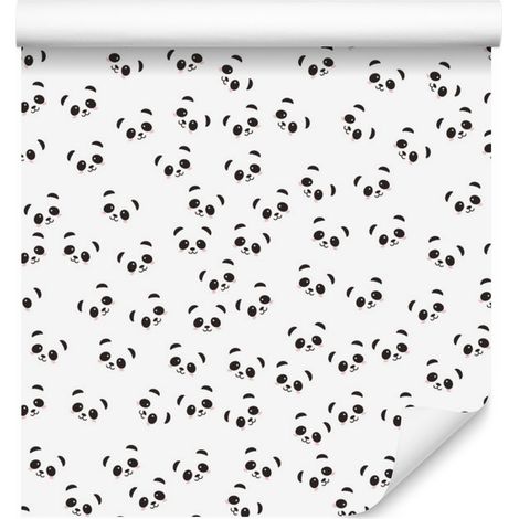Papel pintado de pandas sonrientes para salón y dormitorio, 50x1000 cm. (1/5)