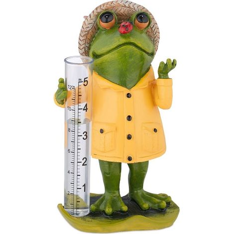 Pluviomètre analogique grenouille décoratif Résistant intempéries et UV Mesure jusqu'à 12 cm Dimensions HxLxP : 19x10,5x8 cm (1/5)