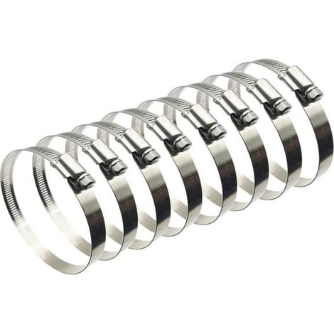 Adjustable hose clamps for ventilation pipes, suitable for ventilation ducts (105 mm - 127 mm), 10 pieces. (1/5)