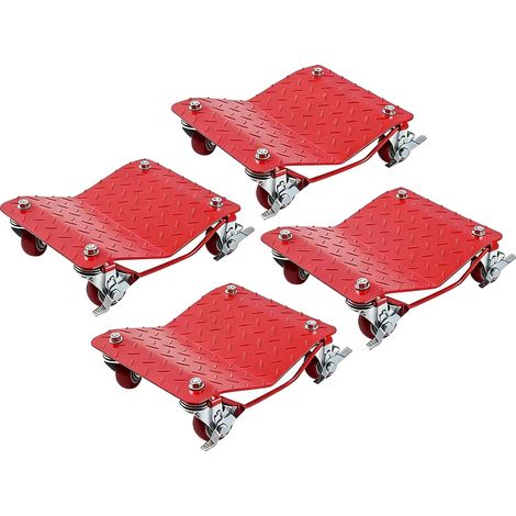Carro para vehículos, acero de alta resistencia, maniobrabilidad de 360°, juego de 4 (1/2)